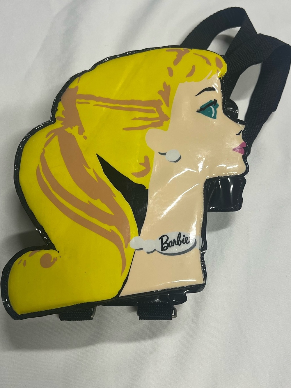 Black Vinyl Barbie Mini Backpack Barbie Head Profile FAO Schwarz RARE